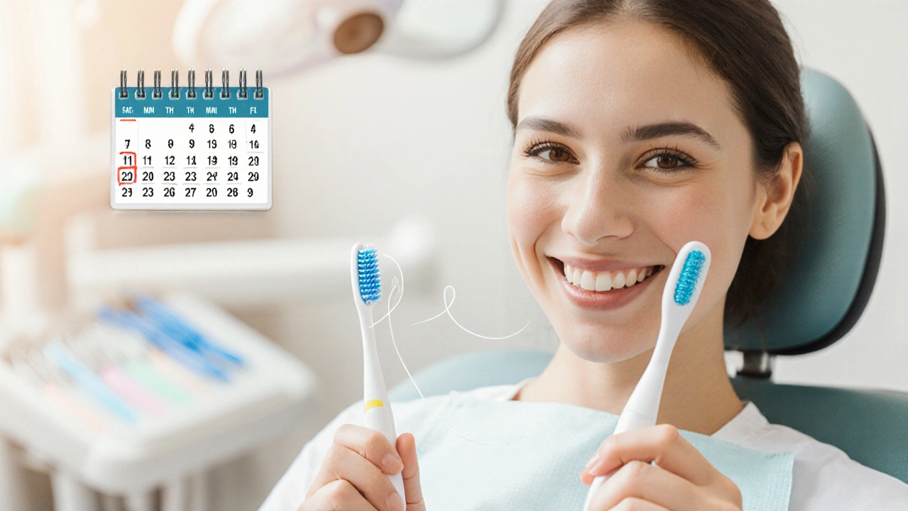 Pacient s úsměvem na návštěvě u zubního lékaře.