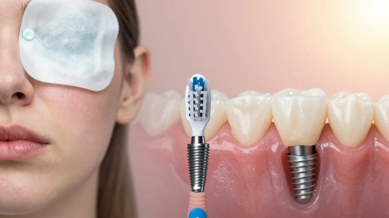 Krok za krokem hojení zubního implantátu od otoku po úspěšnou integraci.