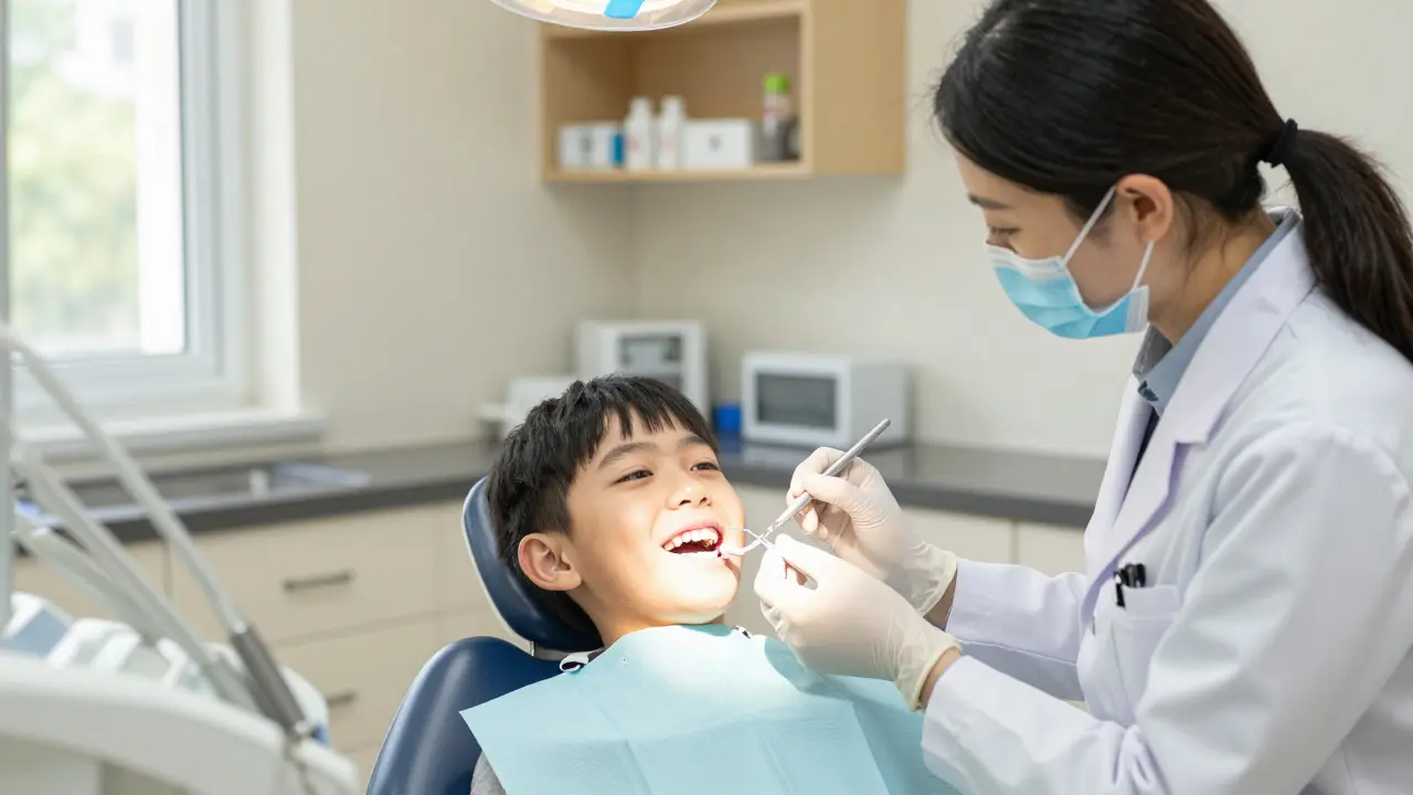 Pacientka se usmívá po levné a kvalitní opravě zubu na univerzitní klinice.