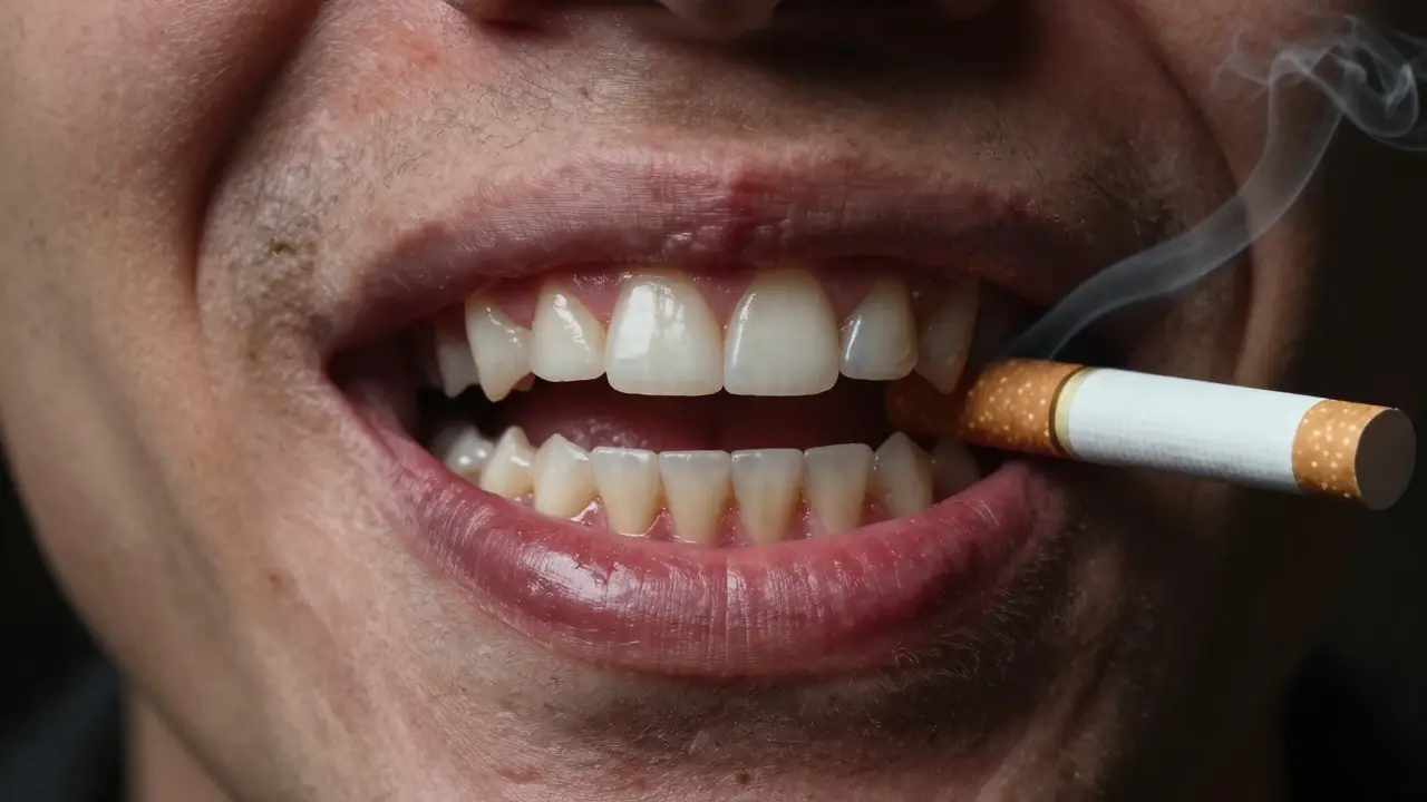 Porovnání dásní kuřáka a nekuřáka po odstranění fazety.