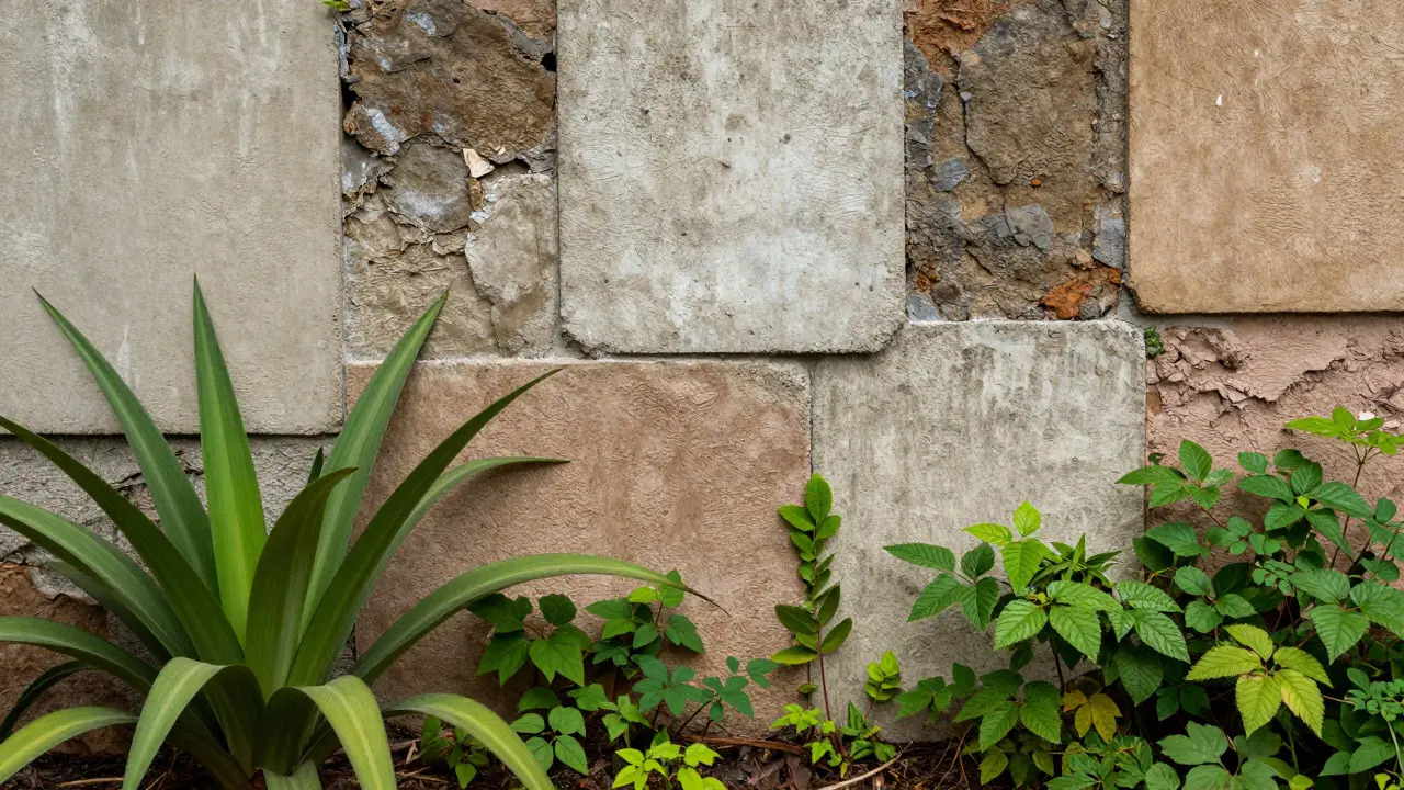 Dům s fasádou z recyklovaného betonu a rostlinami