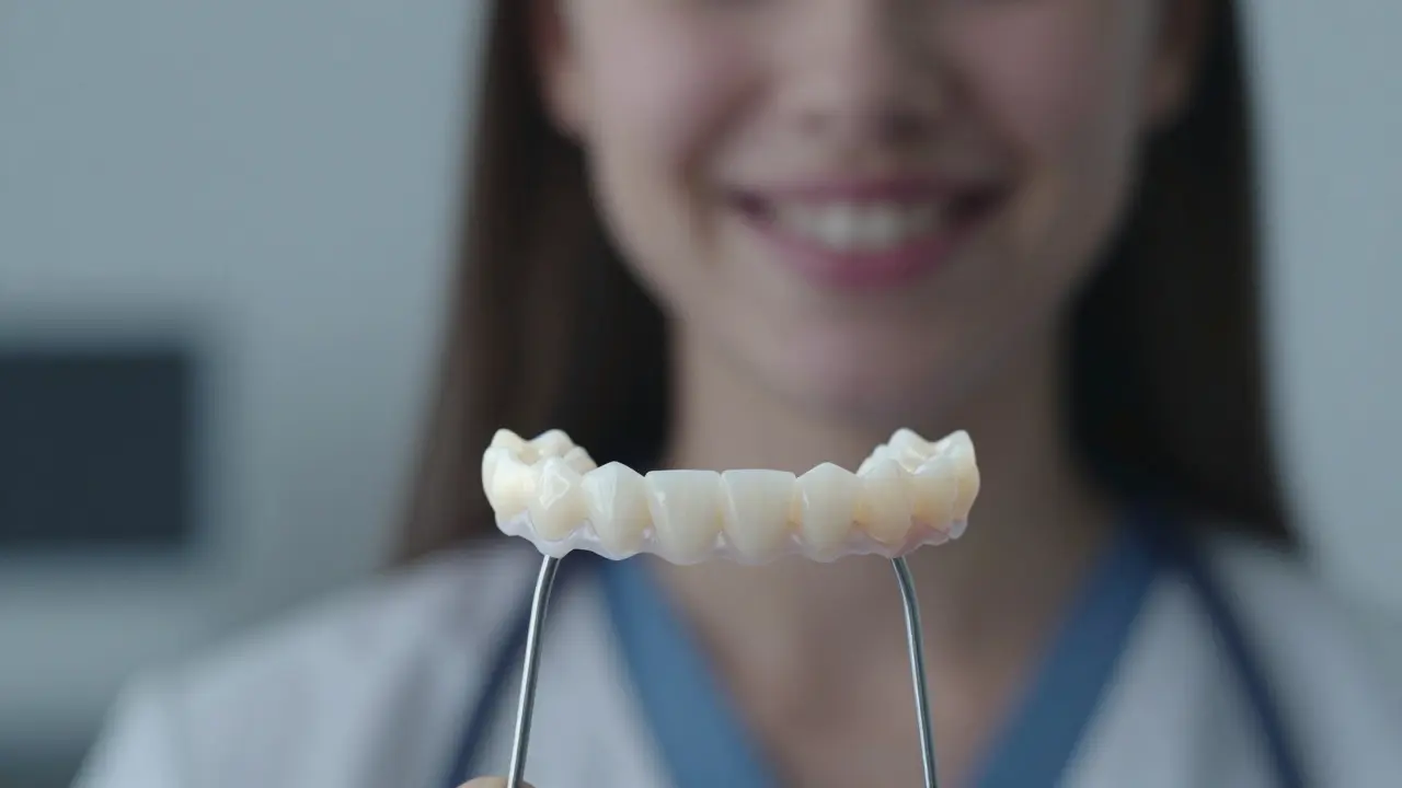 Thin retainer wire bonded behind front teeth, symbolizing long-term stability after orthodontic treatment.