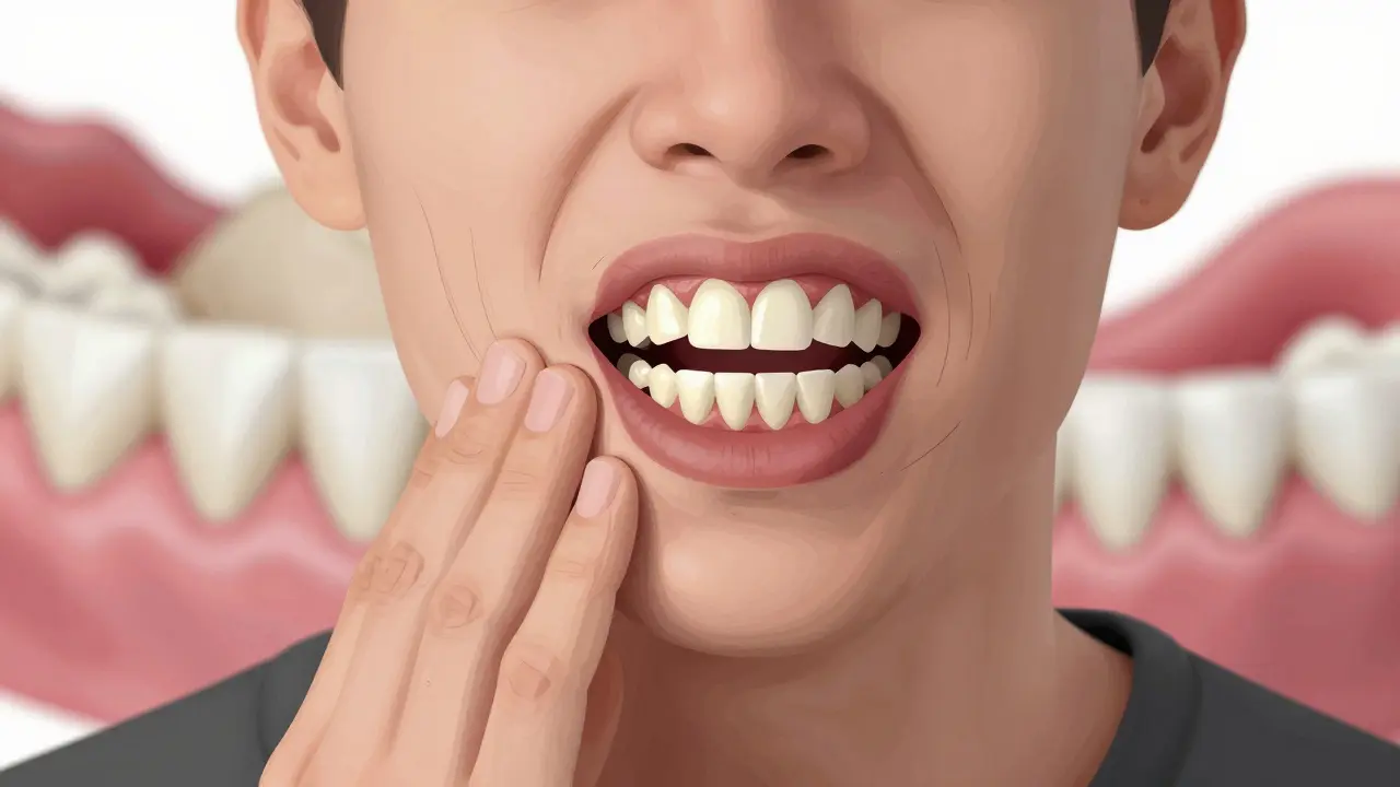 Bolest čelisti způsobená ztrátou špičáků a kliček s opotřebovanými moláry.