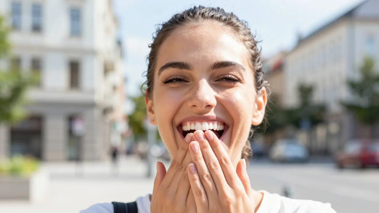Kandidátní fotografie šťastného člověka s přirozeným a sebevědomým úsměvem.