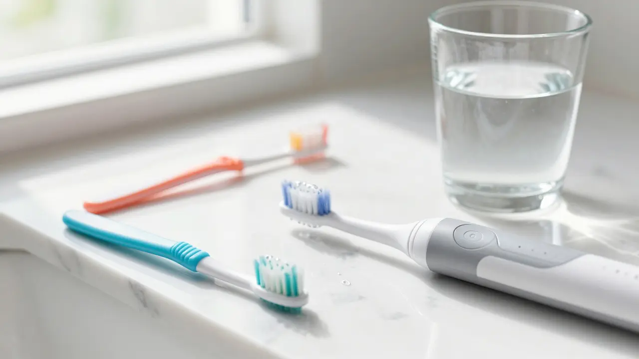 Sada pro prevenci zubního kamene: sonický kartáček a mezizubní pomůcky.
