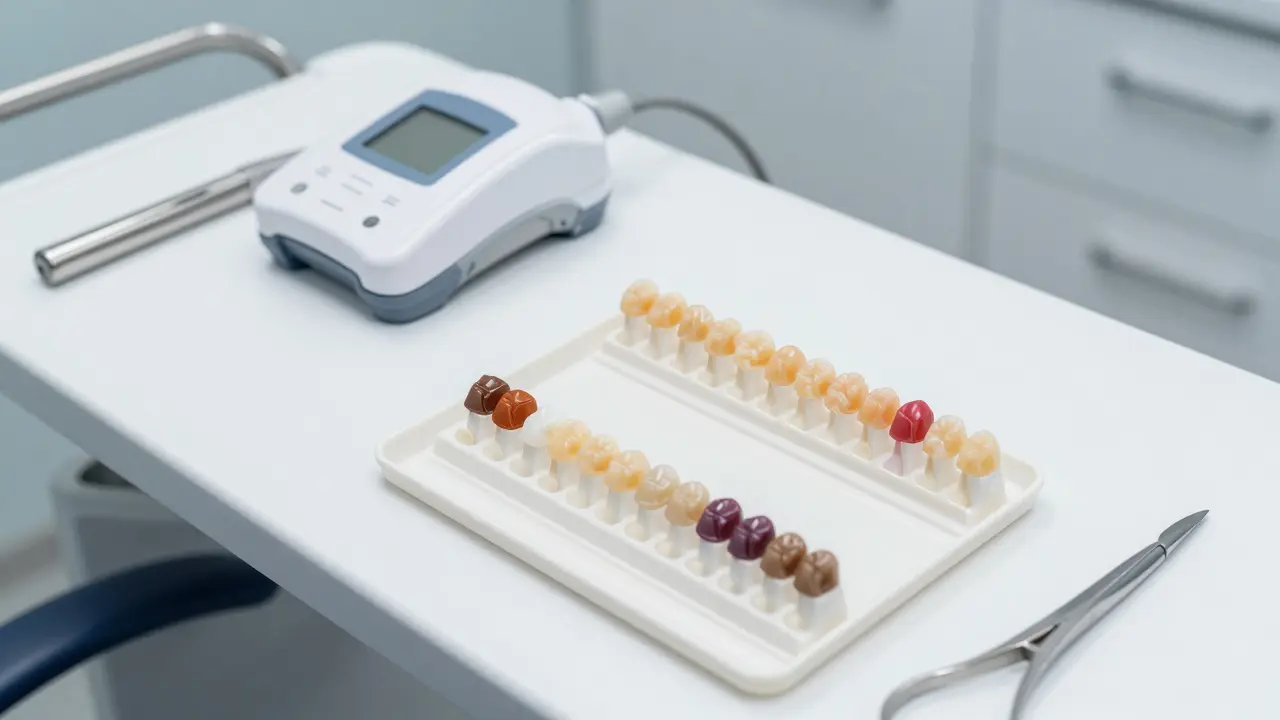 Zubní materiál a UV lampa v ordinaci