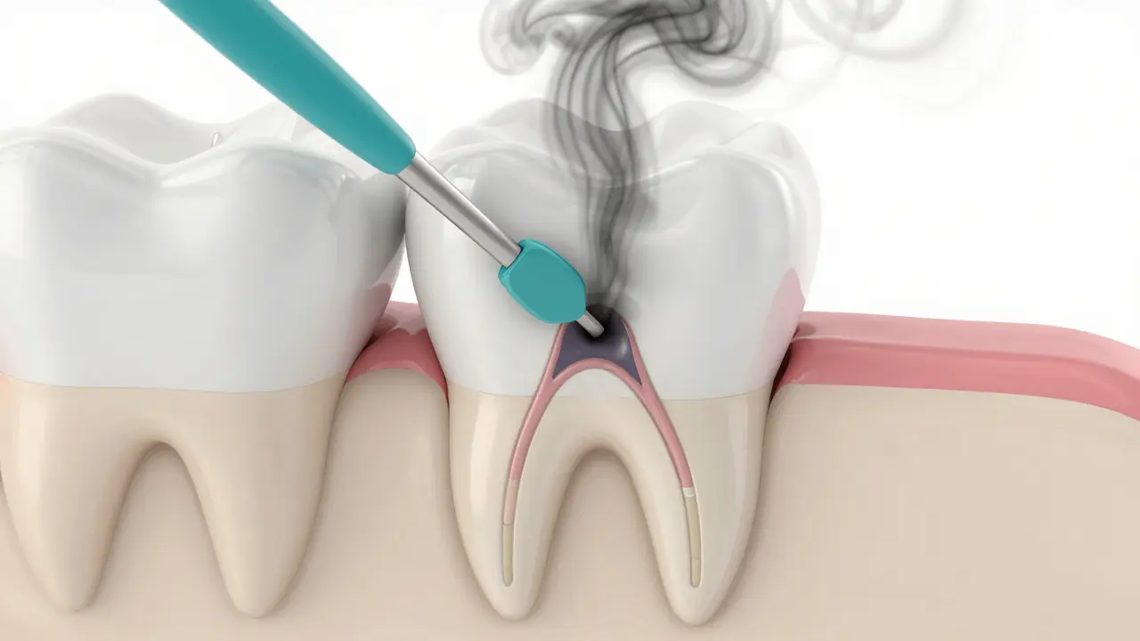 Koncept čištění kořenových kanálků při endodoncii