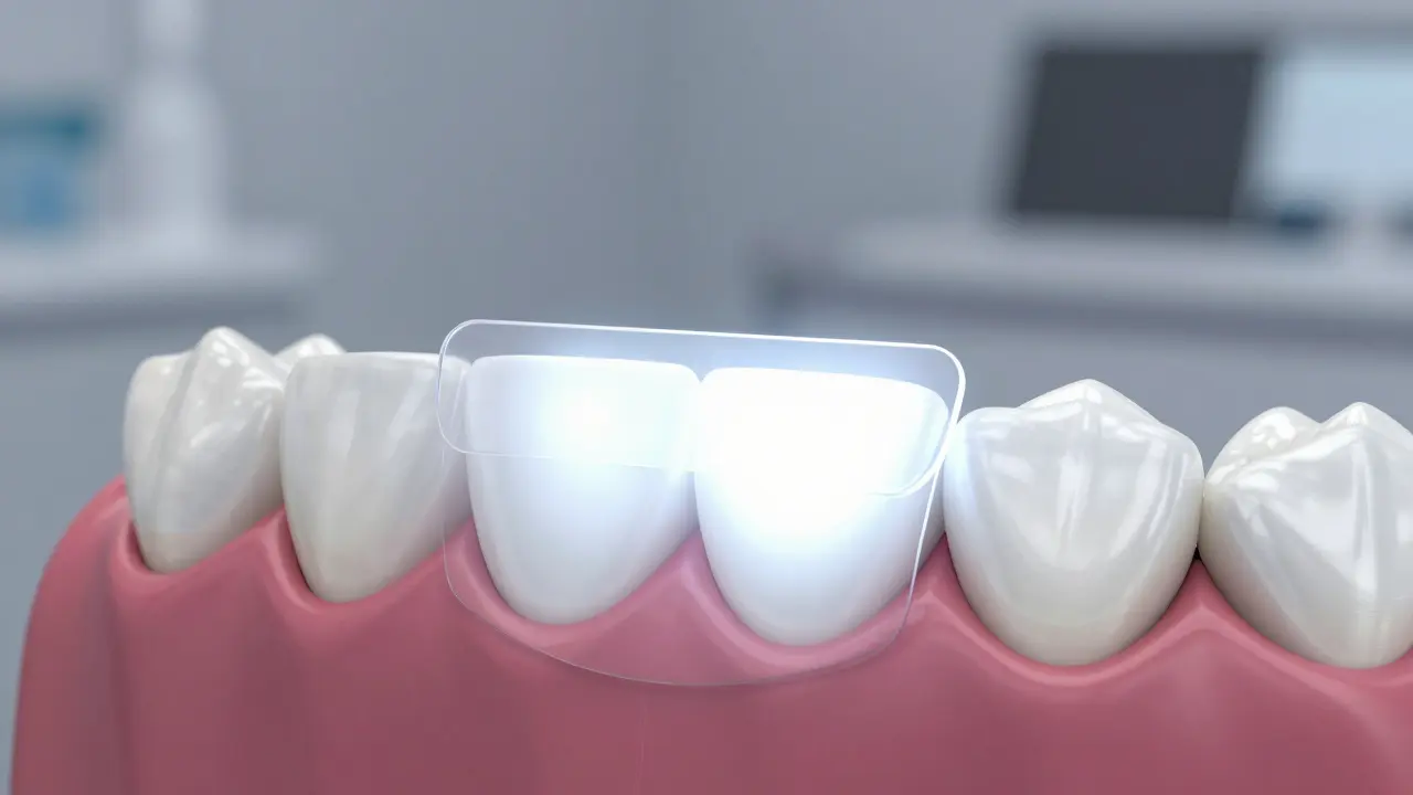 Koncept ochrany citlivých krčků před bělícím gelem pomocí bariéry.